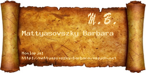 Mattyasovszky Barbara névjegykártya